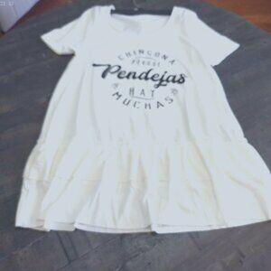 Graphic baby doll tunic tee  in white